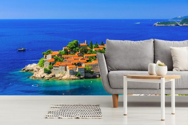 Beach & Tropical | Sveti Stefan Island Beach Wall Mural Beach & Tropical Beach & Tropical