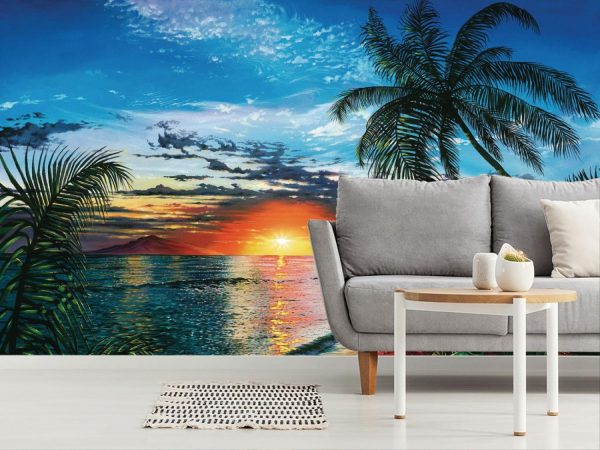 Beach & Tropical | Tropical Sunset Serenade Mural Wallpaper Beach & Tropical Beach & Tropical