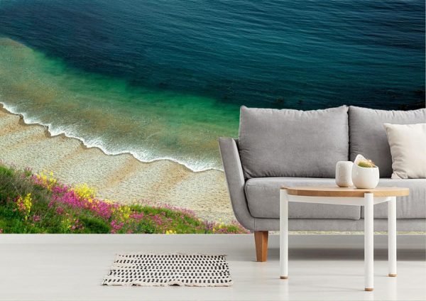 Beach & Tropical | Wildflowers And Waves Wall Mural Beach & Tropical Beach & Tropical