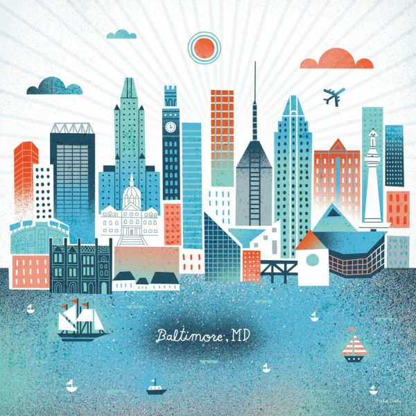 City & Skyline | Baltimore Skyline Wallpaper Mural City & Skyline City & Skyline