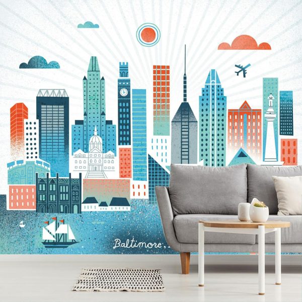 City & Skyline | Baltimore Skyline Wallpaper Mural City & Skyline City & Skyline