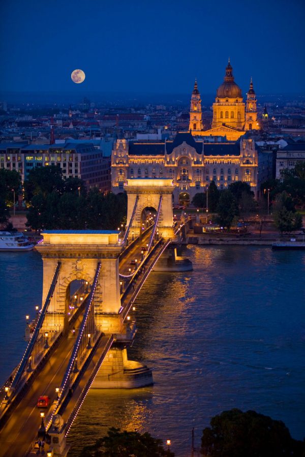 City & Skyline | Chain Bridge Over the Danube River, Budapest Wall Mural City & Skyline City & Skyline