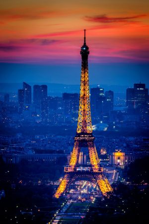 City & Skyline | Eiffel Tower at Twilight Mural Wallpaper City & Skyline City & Skyline