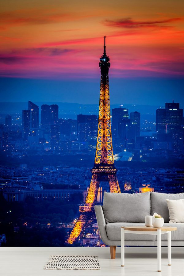 City & Skyline | Eiffel Tower at Twilight Mural Wallpaper City & Skyline City & Skyline