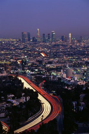 City & Skyline | Hollywood Freeway At Dusk Wall Mural City & Skyline City & Skyline