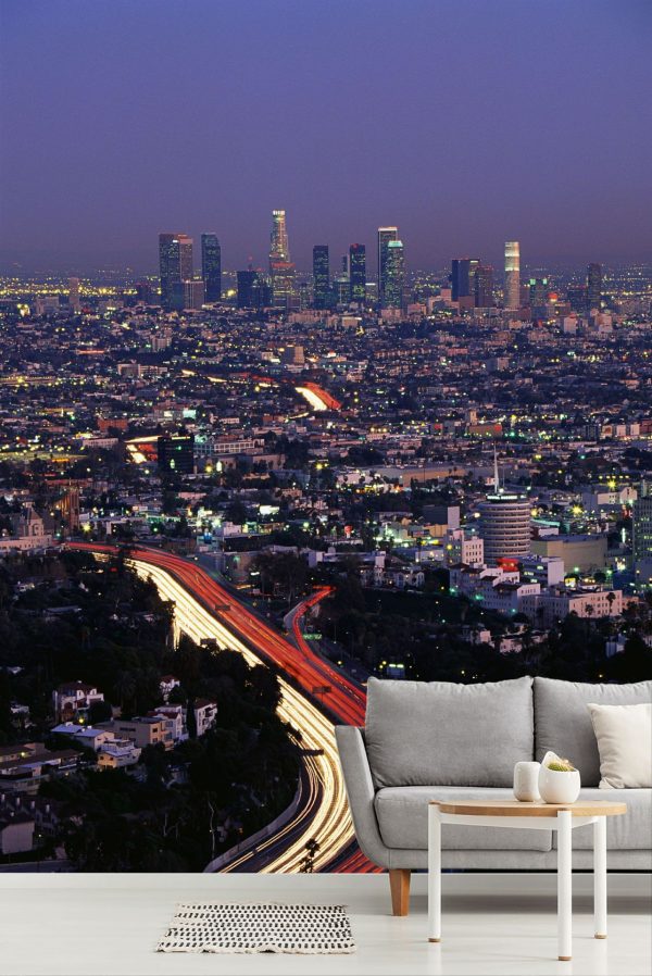 City & Skyline | Hollywood Freeway At Dusk Wall Mural City & Skyline City & Skyline