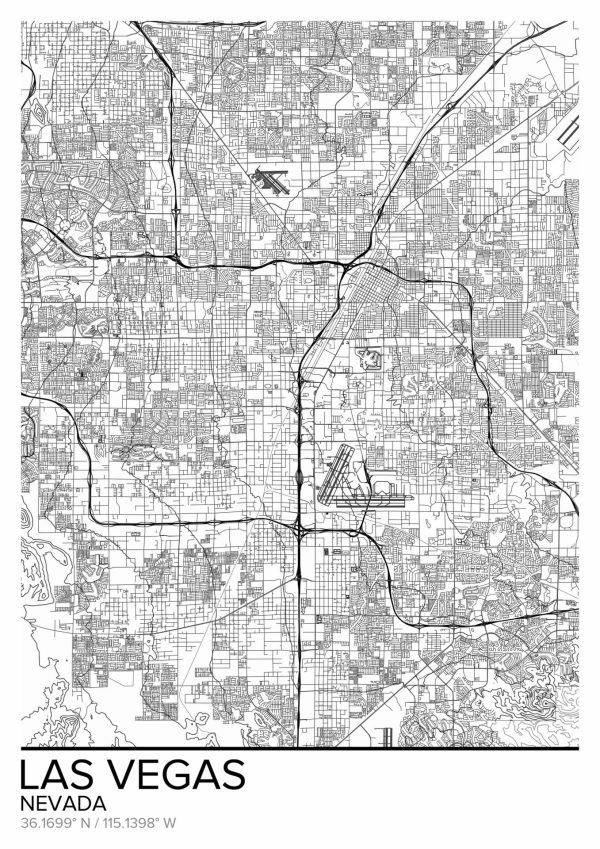 City & Skyline | Map Of Las Vegas, NV Wallpaper Mural City & Skyline City & Skyline