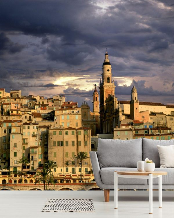 City & Skyline | Menton, France (Cote d’ Azur) Mural Wallpaper City & Skyline City & Skyline