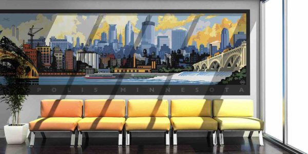 City & Skyline | Minneapolis Skyline Wallpaper Mural Architectural Architectural