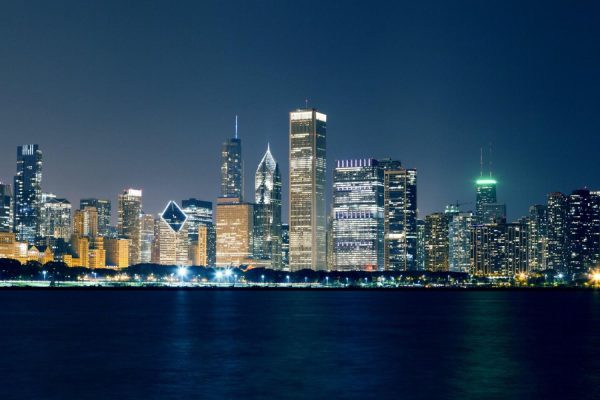 City & Skyline | Night View On Chicago Skyline Mural Wallpaper City & Skyline City & Skyline