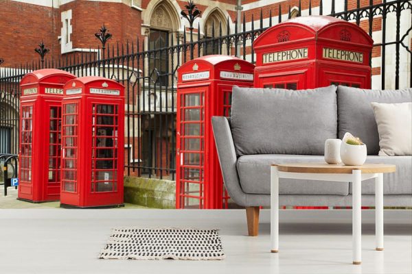 City & Skyline | Row Of Phone Boxes Wallpaper Mural Architectural Architectural