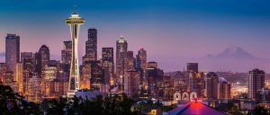 City & Skyline | Seattle Dawn Mural Wallpaper City & Skyline City & Skyline