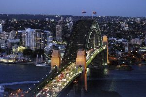 City & Skyline | Sydney Harbor Bridge At Night Mural Wallpaper Architectural Architectural