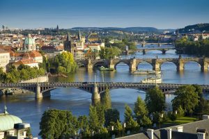 City & Skyline | The Vltava River, Prague – Day Mural Wallpaper City & Skyline City & Skyline