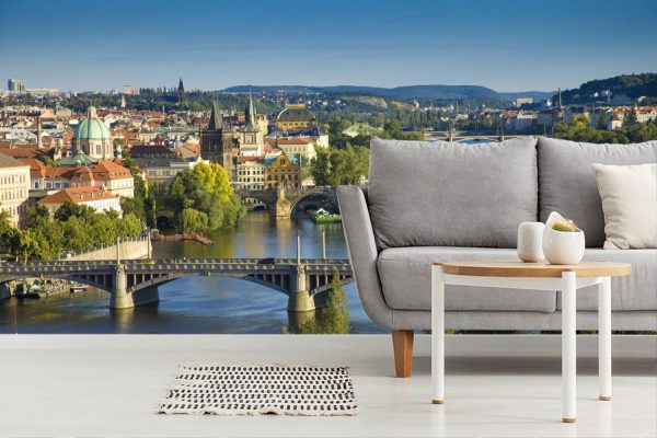 City & Skyline | The Vltava River, Prague – Day Mural Wallpaper City & Skyline City & Skyline