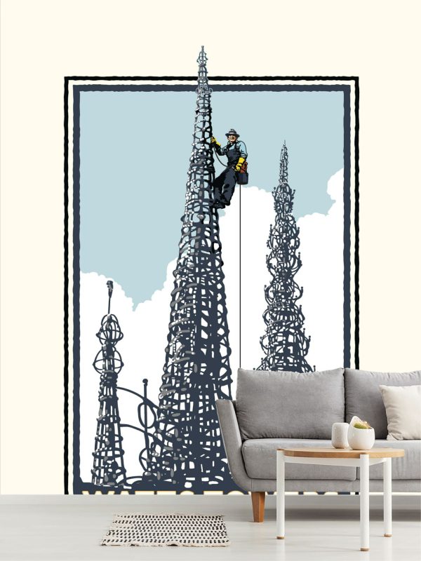 City & Skyline | Watts Tower Climber Mural Wallpaper City & Skyline City & Skyline