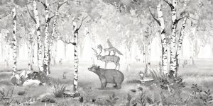 Colors | Bear King B&W Wall Mural Animals Animals