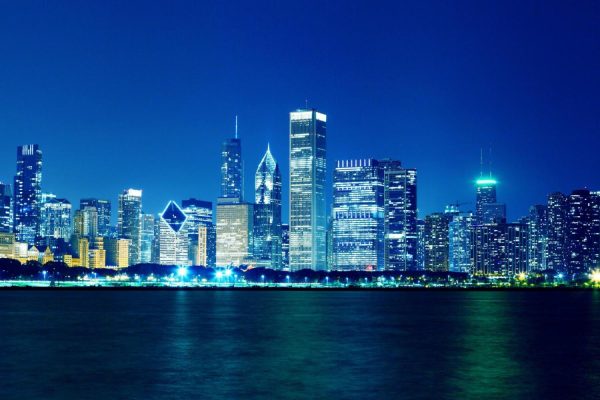 Colors | Electrifying Downtown Chicago Wallpaper Mural City & Skyline City & Skyline