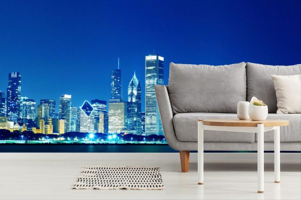 Colors | Electrifying Downtown Chicago Wallpaper Mural City & Skyline City & Skyline