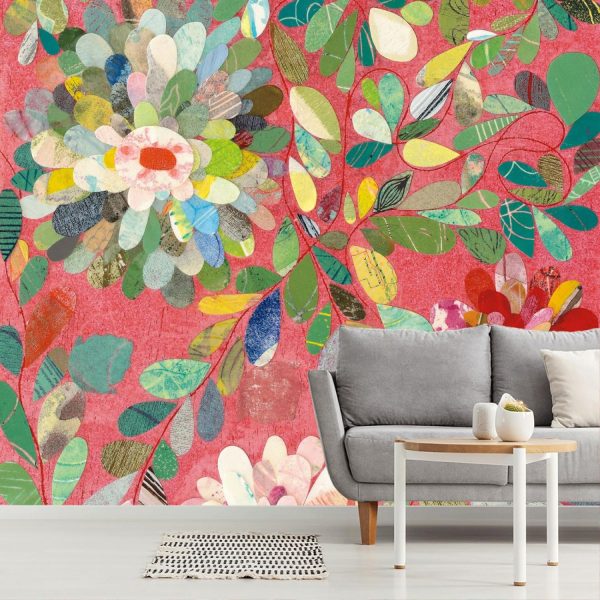 Colors | Red and Pink Dahlia Mural Wallpaper Art & Graphics Art & Graphics