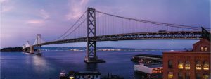 Extra Large | San Francisco to Oakland – Moonlit Bay Bridge Wall Mural Extra Large Extra Large