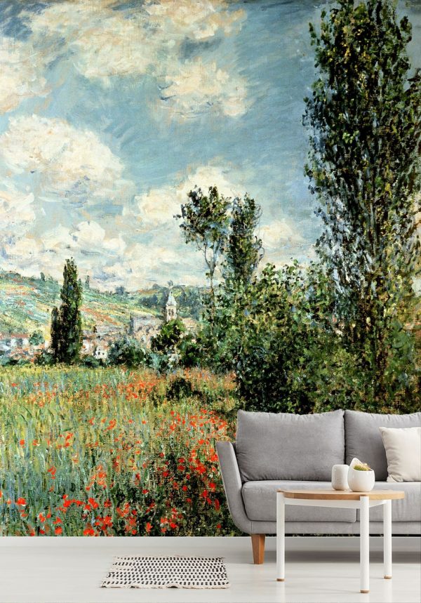 Fine Art | Path Through the Poppies, Ile Saint-Martin Mural Wallpaper Fine Art Fine Art