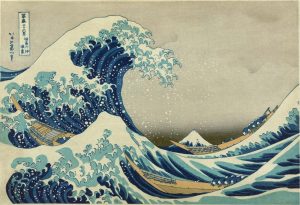 Fine Art | The Great Wave Of Kanagawa – Cool Tones Wall Mural Fine Art Fine Art