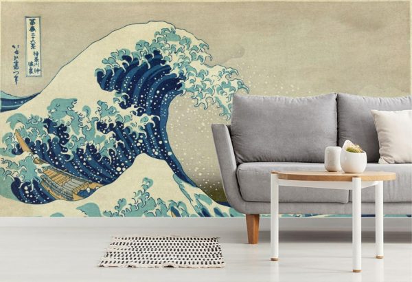 Fine Art | The Great Wave Of Kanagawa – Cool Tones Wall Mural Fine Art Fine Art