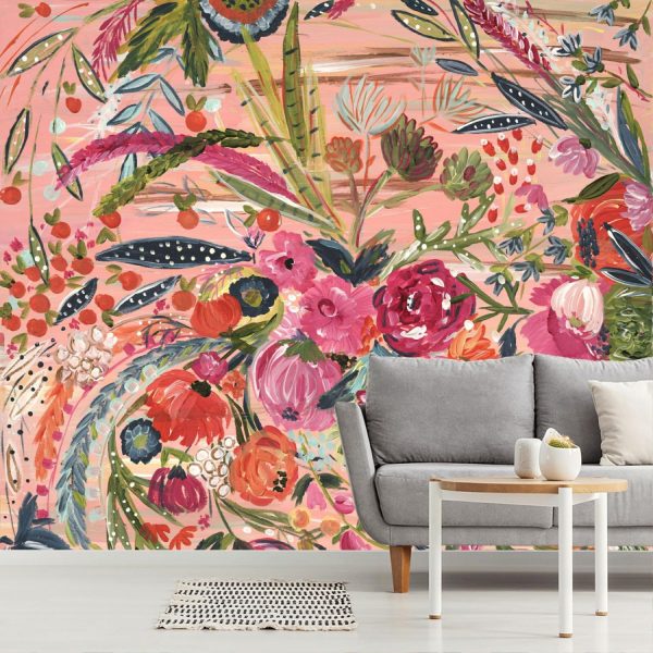 Flowers | Pink Flowers Mural Wallpaper Art & Graphics Art & Graphics