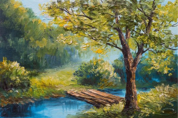 Forests | Colorful Summer Forest Oil Painting Wall Mural Forests Forests