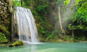 Forests | Erawan Waterfall In Kanchaburi, Thailand Mural Wallpaper Forests Forests