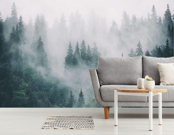 Forests | Gray Misty Forest Landscape Wallpaper Mural Forests Forests