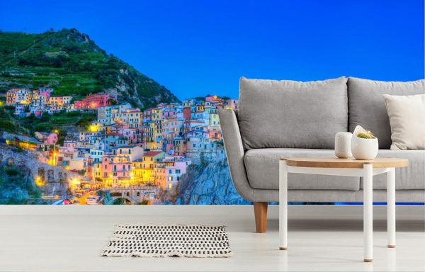 Italian | Beautiful Evening View of the Manarola Village Wall Mural Italian Italian