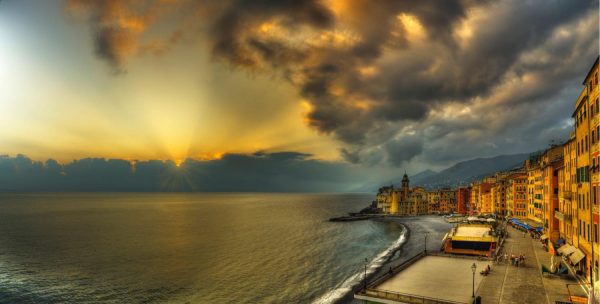 Italian | Camogli – Storm At Sunset Mural Wallpaper Italian Italian