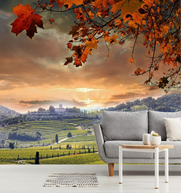 Italian | Chianti Vineyard Landscape In Tuscany Wallpaper Mural Italian Italian