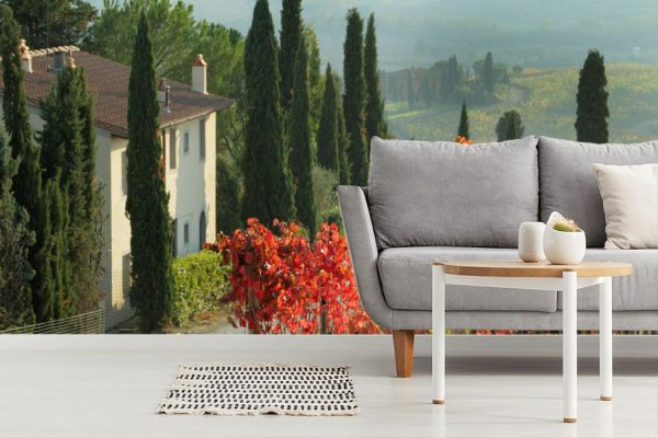 Italian | Farmhouse In Tuscan Scenery Wall Mural Italian Italian