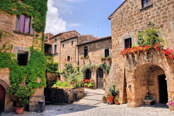 Italian | Picturesque Corner Of A Quaint Hill Town in Italy Wall Mural Italian Italian