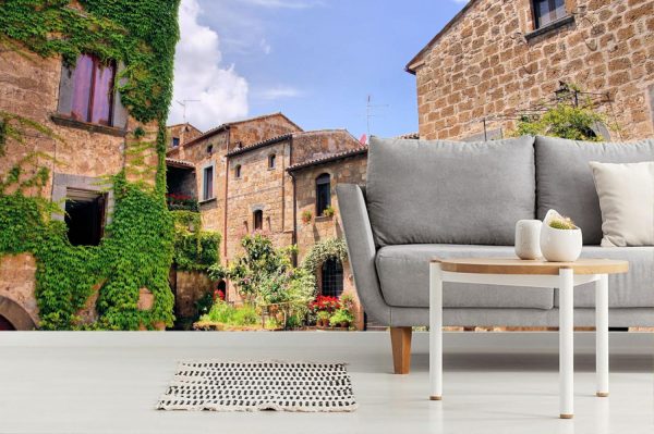 Italian | Picturesque Corner Of A Quaint Hill Town in Italy Wall Mural Italian Italian