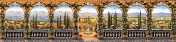 Italian | Tuscan Villa – Panoramic Mural Wallpaper Italian Italian