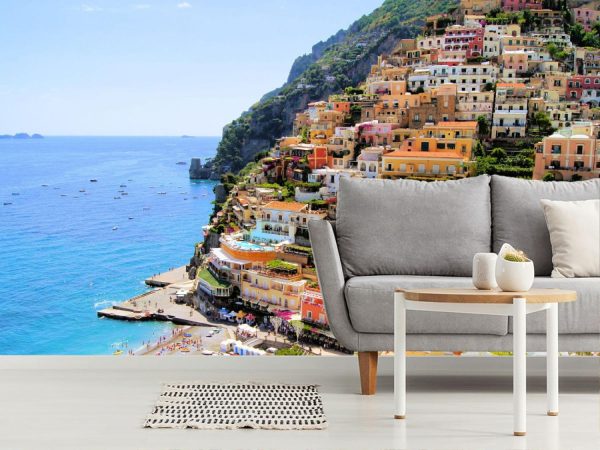 Italian | View Of The Town Of Positano, Amalfi Coast, Italy Wall Mural Italian Italian