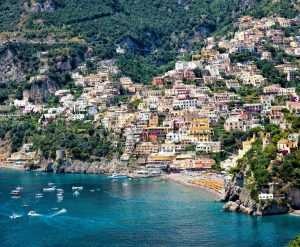 Italian | View of The Town of Positano Mural Wallpaper Italian Italian