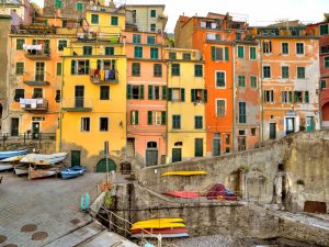 Italian | Wall Of Colorful Buildings, Riomagiorre Wall Mural Italian Italian