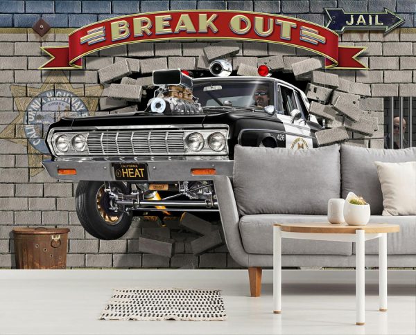 Kids Rooms | Cop Car Break Out Wall Mural Kids Rooms Kids Rooms