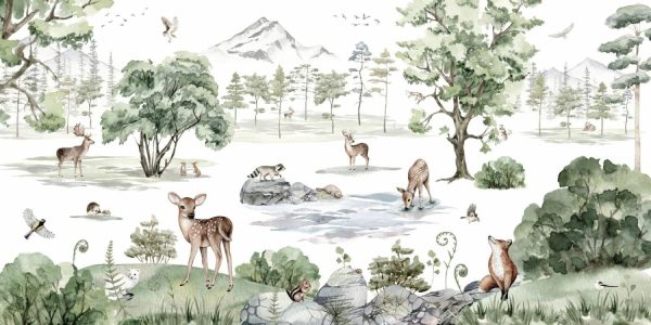 Kids Rooms | Deer Forest In Winter Wallpaper Mural Animals Animals