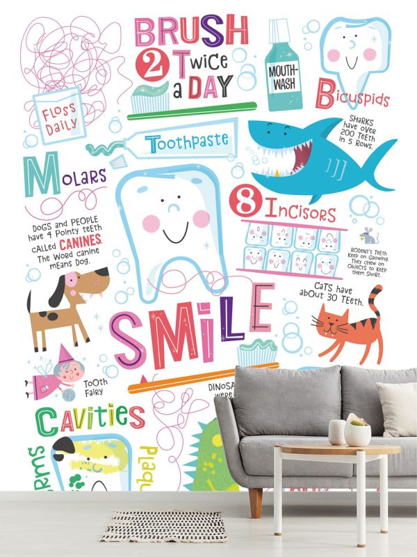 Kids Rooms | Dental Hygiene Pediatric Mural Wallpaper – Vertical Art & Graphics Art & Graphics