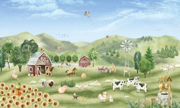 Kids Rooms | Farm Joy Wallpaper Mural Animals Animals