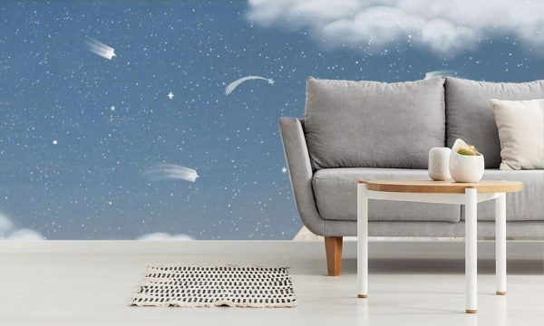 Kids Rooms | Fox On The Moon – Blue Wallpaper Mural Kids Rooms Kids Rooms