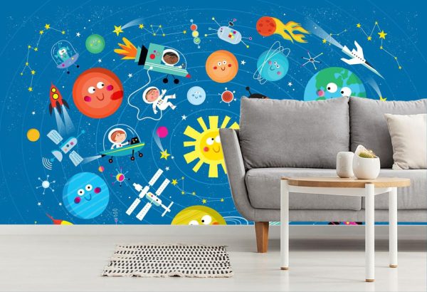 Kids Rooms | Fun Solar System Mural Wallpaper Kids Rooms Kids Rooms