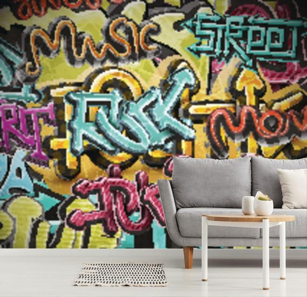 Kids Rooms | Graffiti Grunge Background Mural Wallpaper Art & Graphics Art & Graphics