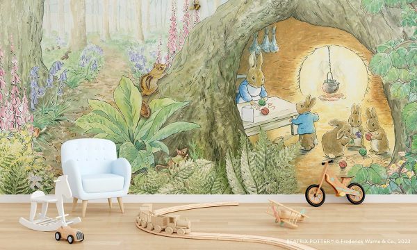 Kids Rooms | Mrs. Rabbit & Family In Burrow Wall Mural Kids Rooms Kids Rooms